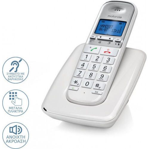 Ασύρματo Τηλέφωνo MOTOROLA S3001A DECT White